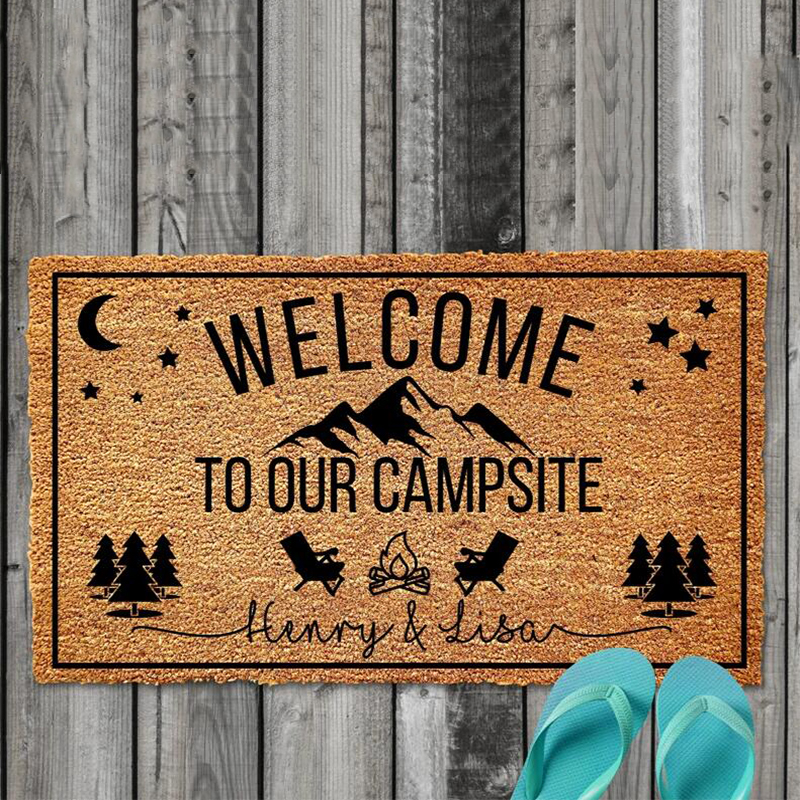 Personalized Welcome To Our Campsite Patio Mat HN290801RG