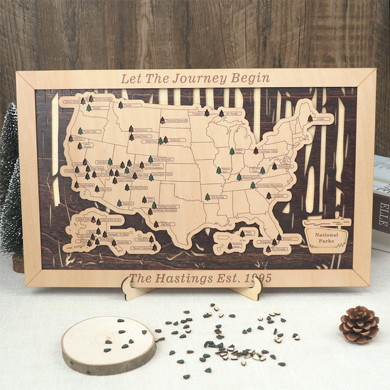 Personalized national park tour map sign